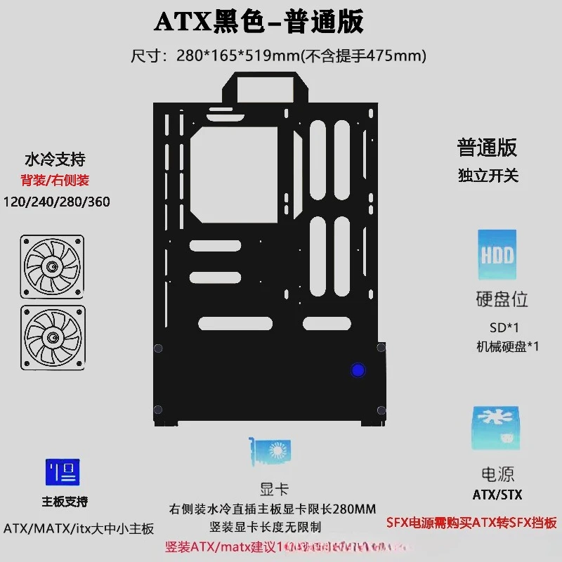 Открытый корпус 240/360 с водя – обзор и цена Atx Case